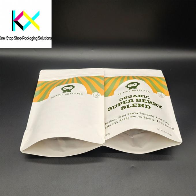 Sacs d'emballage compostables imprimés numériquement Papier kraft blanc / matériau PLA Sacs d'emballage biodégradables 1