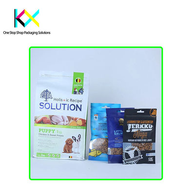 Impression personnalisée de sacs à fond plat pour les sacs d'emballage de nourriture pour animaux de compagnie avec des matériaux de qualité alimentaire